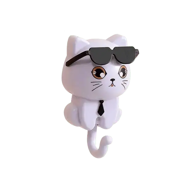 Cartoon Cat Sunglasses Hook – Strong Adhesive, No-Drill Wall Storage for Home, Kitchen & Bathroom